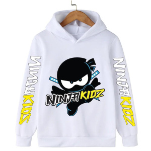 Ninja Printed Cartoon Children's Hooded Sweatshirt of High Quality, Boys' and Girls' Pullovers