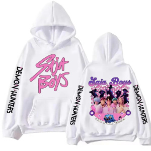 KPop Demon Hunters Huntrix Letter Hoodie Men's Women Clothing Loose Fleece Sweatshirts Pullovers Graphic Fans Hoodies Male Tops