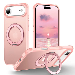 For iPhone17 & iPhone17 Air Case with 360° Rotatable Matte Magnetic Ring Hidden Stand Drop-Proof Protection