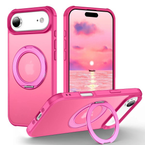 For iPhone 17 Air Case with 360° Rotatable Mattel Magnetic Ring Hidden Stand Drop-Proof Protection