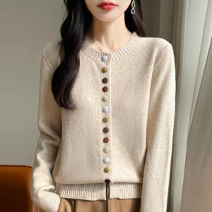 Women Cardigans Fashion Single Breasted Thick Warm Knitted Sweater O-neck Long Sleeve Cardigans Bottoming Shirts