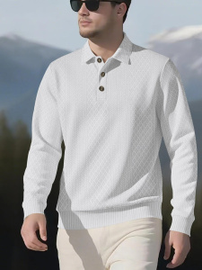 Men's Outdoor Tactical Hunting Sweatshirt Semi-Zipped Stand-Up Collar Textured with Kangaroo Pocket Knitted Sweater