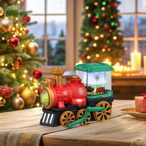 Christmas Electric Spray Steam Train gift Xmas Holiday Santa Snow Kids favor New Year Gift (Not equipped with battery)