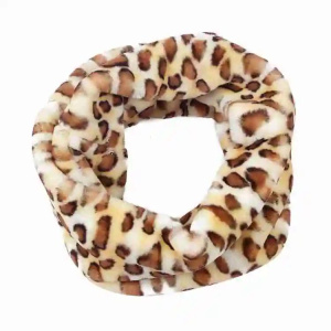 Winfox Fashion Faux Fur Leopard Print Neck Tube Scarf Womens Soft Warm Snood Lic Scarfs For Ladies