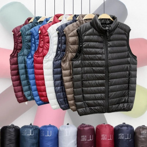 Men Duck Down Vest Coat Ultralight Sleeveless Puffer Vest Jacket ultra thin warm lightweight down jacket Waistcoat