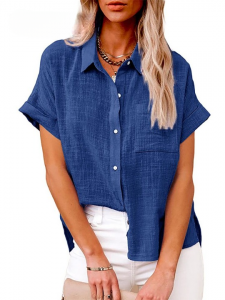 Casual Solid Short Sleeve Cotton Linen Loose Blouse Vintage Harajuku Oversized Shirt Elegant Tunic Summer Tops Women