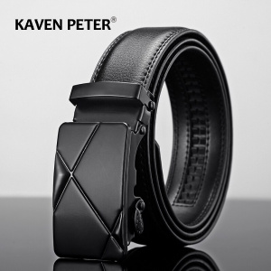 Men Leather Belt Metal Automatic Buckle Brand High Quality Luxury Belts for Men Famous Work Business Black Brown Cowskin Strap