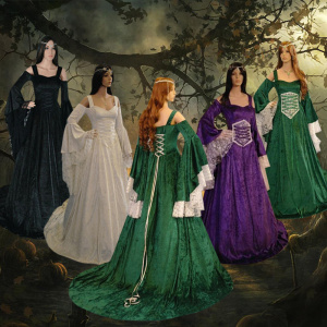 Renaissance Medieval Long Dress Halloween Costume for Women