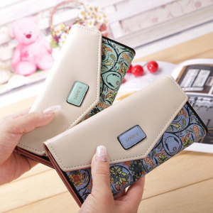 FoxTail & Lily Women Coin Purses Korean Style Small Floral Design Long Wallet Female Change Purse Ladies Casual Clutch Bag