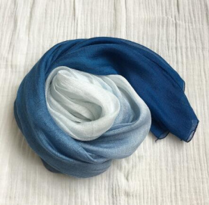 Spring And Autumn Thin Soft Tie Dyed Gradual Blue Scarf Silk Cotton Women Scarves