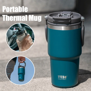 Tyeso Stainless Steel Coffee Cup Tumbler Thermo Water Bottle Cold And Hot Double-layer Insulated Cup Travel Fitness Vacuum Flask