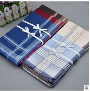 5  12pcs/lot New Cotton Classic Soft Comfort Plaid Man Square Handkerchief Ladies Cotton Handkerchiefs Vintage Tea Towels