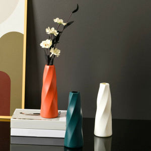 Solid Color Imitation Ceramic Plastic Vase for Modern Living Room Home Decoration