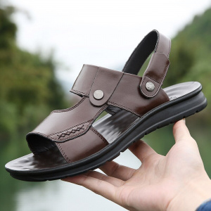 Men Genuine Leather Sandals Classic Men Shoes Slippers Soft Sandals Men Roman Comfortable Walking Footwear
