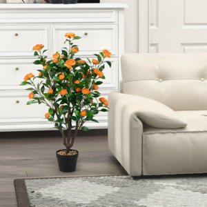 Artificial camellia tree with flowers / Low-maintenance artificial camellias