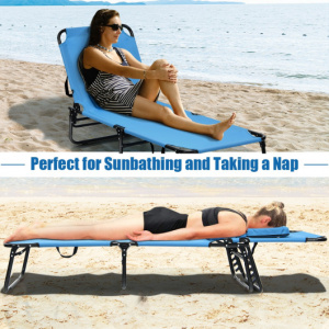 Beach Lounge Chair with Face Hole with Adjustable Back-NP10028BL