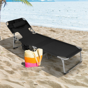 Turquoise Blue Adjustable Folding Beach Lounge Chair-NP10025BK