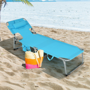 Turquoise Blue Adjustable Folding Beach Lounge Chair