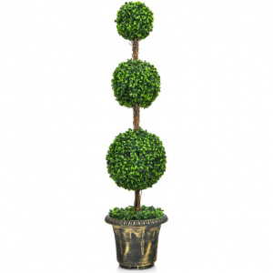 4 Feet Tall Realistic Three Ball Topiary Tree with a Pot