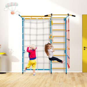 7 In 1 Kids Indoor Gym Playground Swedish Wall Ladder-Yellow