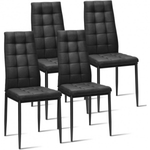Black High Back Upholstered Dining Chairs Set of 4