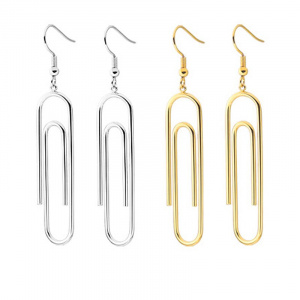 1 Pair Trendy Unisex Punk Rock Style Safety Pin Paper Clip Ear Hook Dangle Earrings Exquisite Jewelry Gift for Women Men