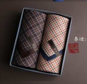 Men Handkerchief 100% cotton  43X43cm Grid Fashion 2 Piece