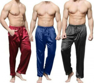 Men's Classic Satin Pajamas Sleepwear Pyjamas Pants Sleep Bottoms S-XL