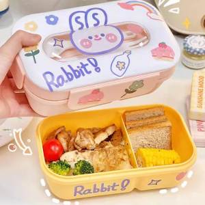 Kawaii Bunny Bento Lunch Box For Kids School Cute Portable Bento Box Picnic Leakproof children's Food Box Storage Container Gift