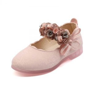 Soft Glitter Leather Children's Party Shoes with Flowers Bow-knot