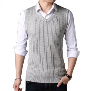 BROWON Men Clothes 2020 Autumn Winter New Classic Slim Sweaters V-neck Sleeveless Sweater Mens Knitwear Sweater Vest for Men