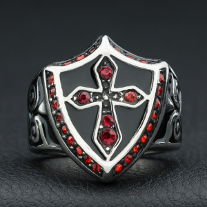 Templar Knight Ring Red Men's High Quality Metal Ring