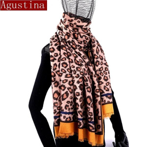 B0SI Women Leopard Scarf Animal Print Long Scarf Wrap Shawl Hijab Luxury For Ladies Cotton Scarf Scarves Oversize Sjaal