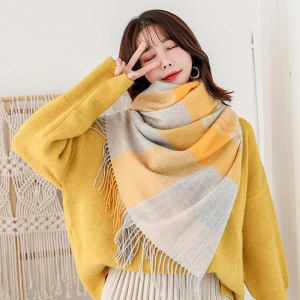 Large Plaid Wool Scarf for Women Korean Warm Shawls and Wraps Pashmina Wool Scarves Blanket Echarpe Stole Ladies
