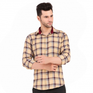 Design_Up_Beige_Casual_Check_Shirt&Maroon_Formal_Solid_Shirt(Pack_Of_2)