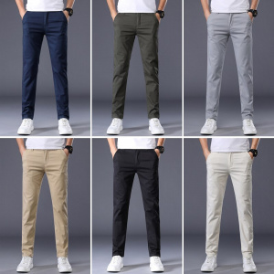 7 Colors Men's Classic Solid Color Casual Pants New Business Fashion Stretch Cotton Regular Fit Brand Trousers Male