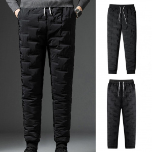 Thicken Down Pants Men Winter Trousers Quick Dry Elastic Waist Padded Sweatpants Men Ankle-banded Men Down Pants брюки мужские