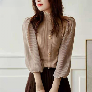 Elegant Women's summer blouses knitted pleated casual woman tops women shirt blouse chemise femme blusas long sleeve top