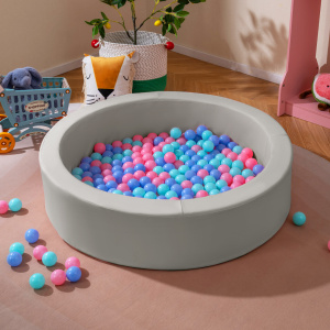42.5-Inch Round Foam Ball Pit for Toddlers with 25D Sponge Filling and Washable PU Cover