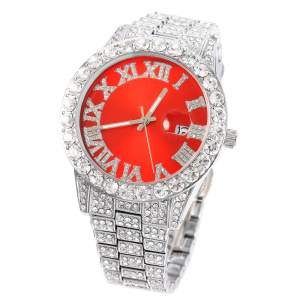 Iced Out Rhinestone Studded Luxury Crystal Wristwatch for Women