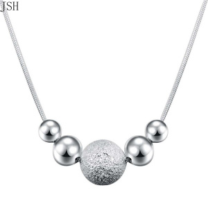 Charms wedding silver color new cute lady bead women necklace jewelry silver jewelry fashion cute  pendant necklace , LN019