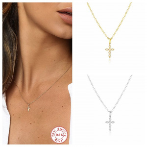 100% Real 925 Sterling Silver Cross Pendant Necklace For Woman Girls Ladies Birthday Party Chain Colgante Collares Fine Jewelry