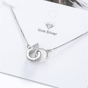 Silver Color Zircon Double Circle Charm Bracelet&Bangle For Women Elegant Wedding Jewelry Pulseras sl130