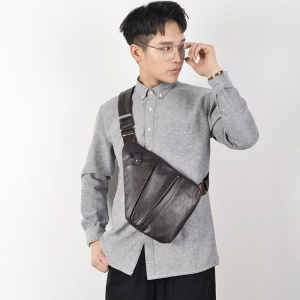 DIENQI Thin Man Bags Waterproof Tactical Side Bag Sling Leather Holster Shoulder Bag for Men Small Belt Personal Pocket Back Bag