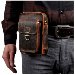 Quality Leather Men Multifunction Casual Design Small Messenger Shoulder Bag Fashion Waist Belt Bag 6" Travel Phone Pouch 6401