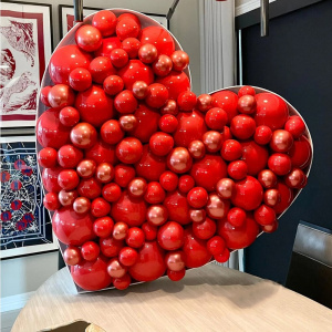 DIY Giant Balloon Mosaic Heart Frame Stand Filling Box for Valentines Day Party Decorations