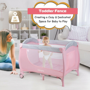 Foldable Playard Changing Bassinet for Babies with Diaper Changing Table 