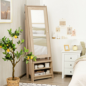 Wooden makeup cabinet with racks / Freestanding wooden cosmetics storage cabinet