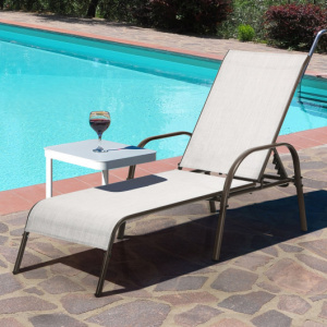 2 Pcs Adjustable Modern Chaise Lounge Recliner with Armrest