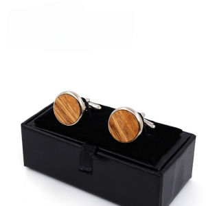 MAHOOSIVE Wooden Cufflinks Wedding Groom Round Zebra wood Cufflinks For Mens shirt accessories Casual Cuff Link mancuernas